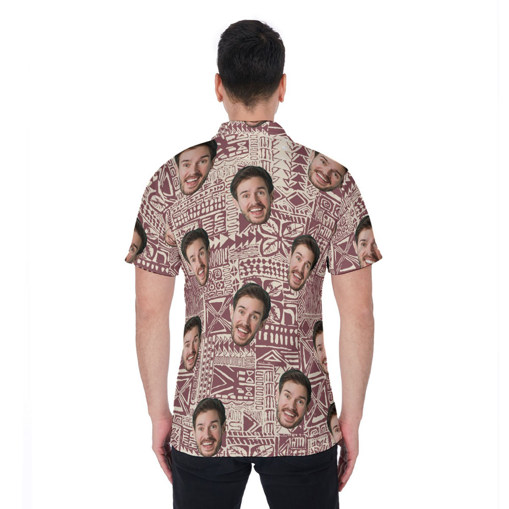 Funny Custom Face Classic Hawaiian Polo Shirt For Men
