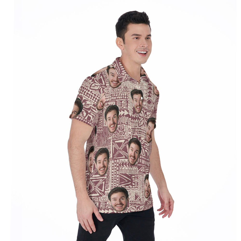 Funny Custom Face Classic Hawaiian Polo Shirt For Men