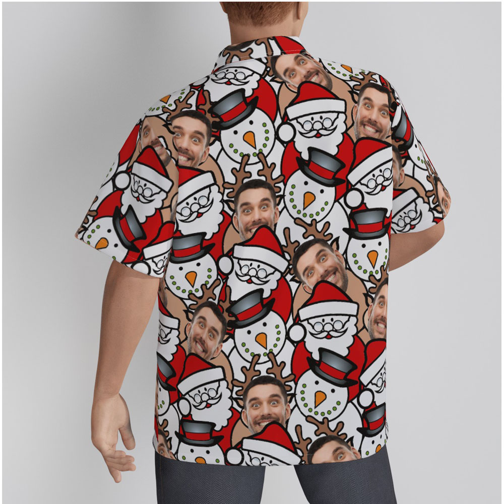 Funny Custom Face Reindeer Snowman Christmas Hawaiian Shirt