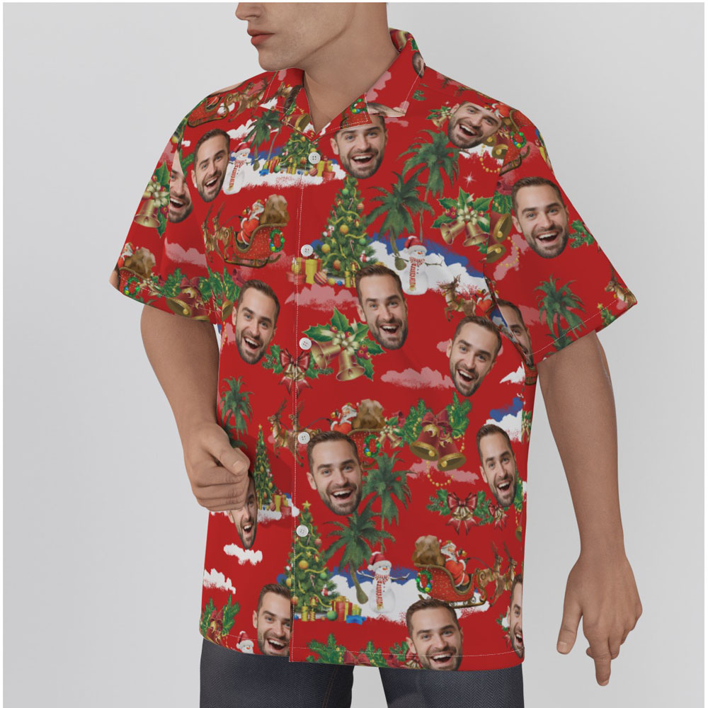 Christmas Santa Vintage Hawaiian Shirt With Custom Face
