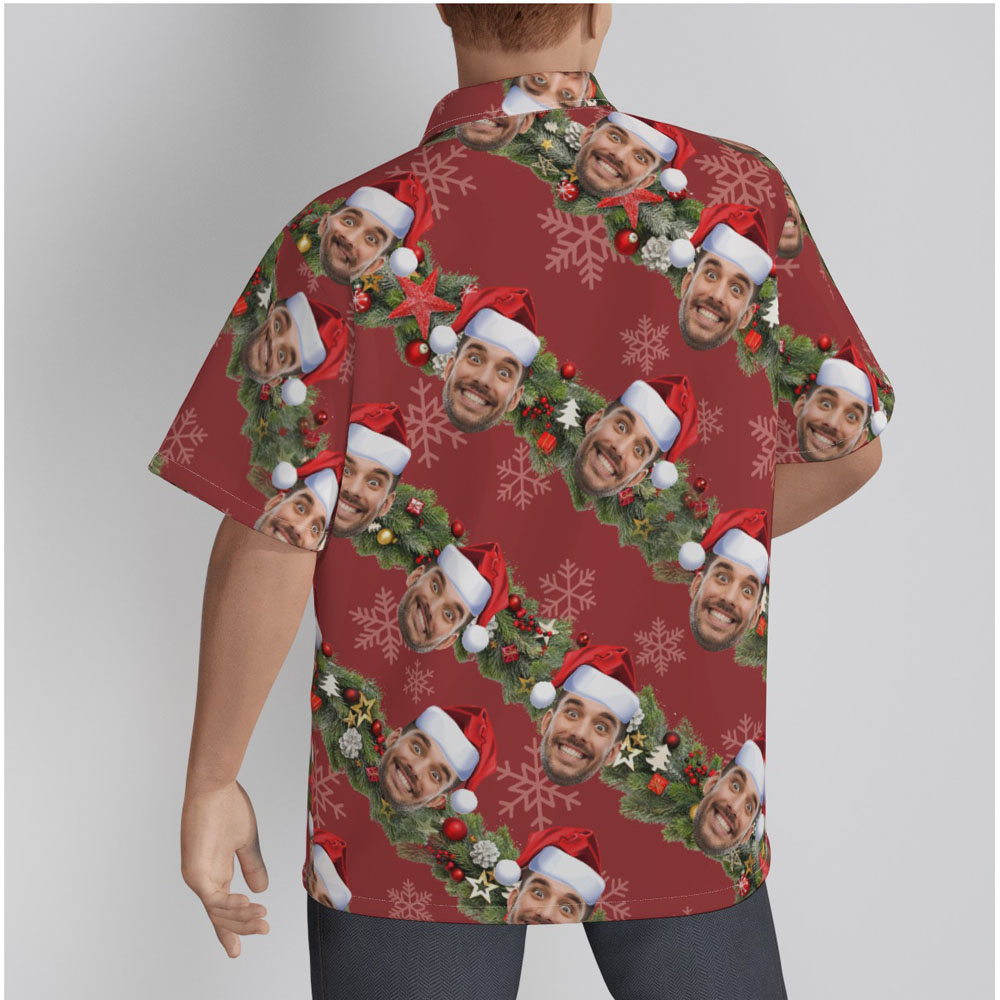 Funny Custom Face Christmas Decorations Men's Hawaiian Shirt