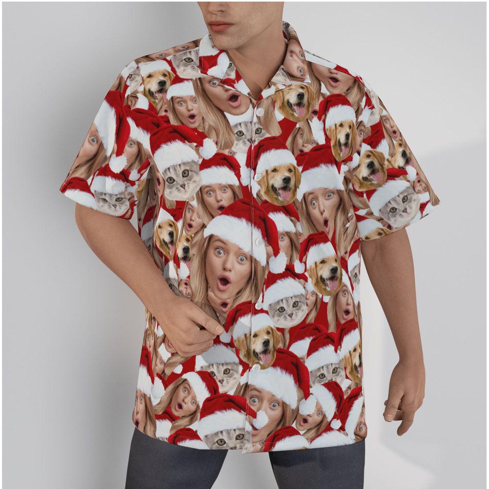 Funny Custom Multiple Faces Christmas Hawaiian Shirt - variant image 1