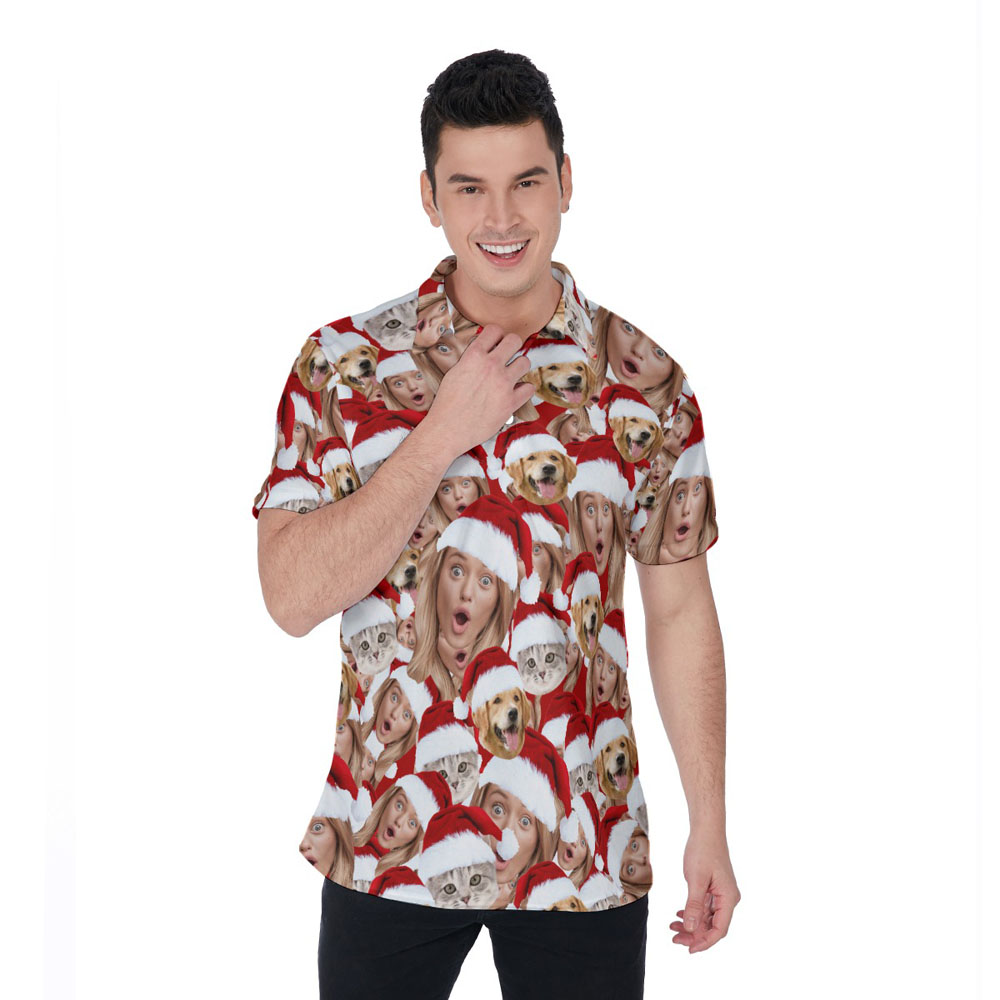 Custom Christmas Hawaiian Polo Golf Shirt With Multiple Faces - variant image 1