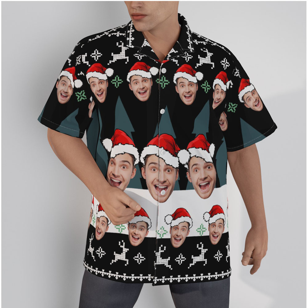 Funny Custom Face Uglys Patterns Christmas Hawaiian Shirt - variant image 1