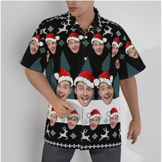 Funny Custom Face Uglys Patterns Christmas Hawaiian Shirt