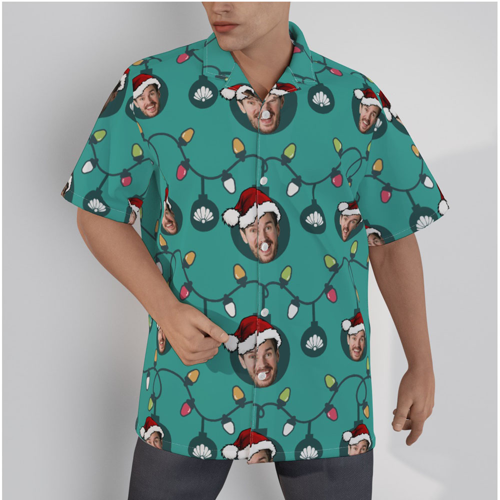 Funny Custom Face Christmas Decorations Hawaiian Shirt - variant image 1
