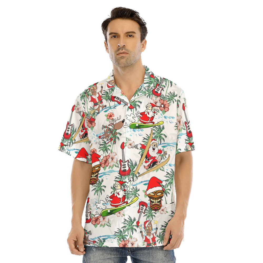 Funny Santa Skiing Christmas Hawaiian Shirt - variant image 1