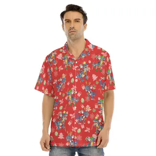 Funny Santa Riding Dinosaur Christmas Hawaiian Shirt For Men