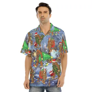 Funny Christmas Bigfoot Men's Hawaiian Shirt