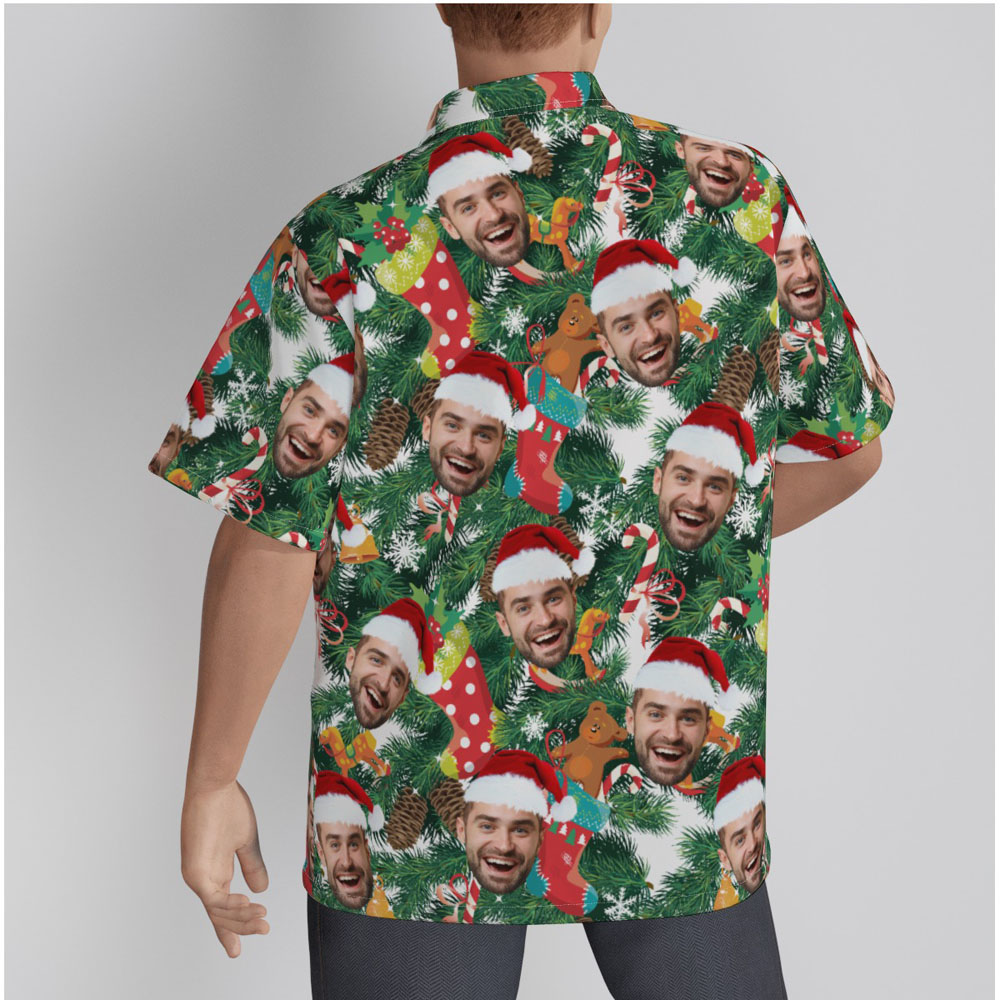 Funny Custom Face Christmas Tropical Men's Hawaiian Shirt