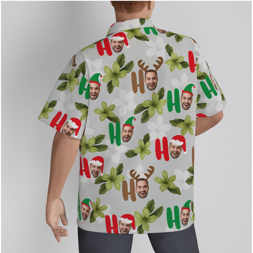 Funny Custom Face Ho Ho Ho Christmas Hawaiian Shirt