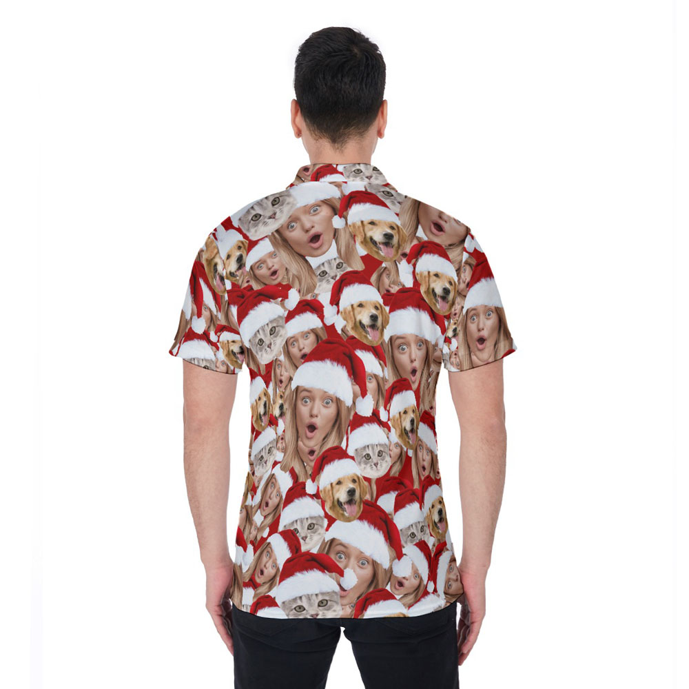 Custom Christmas Hawaiian Polo Golf Shirt With Multiple Faces