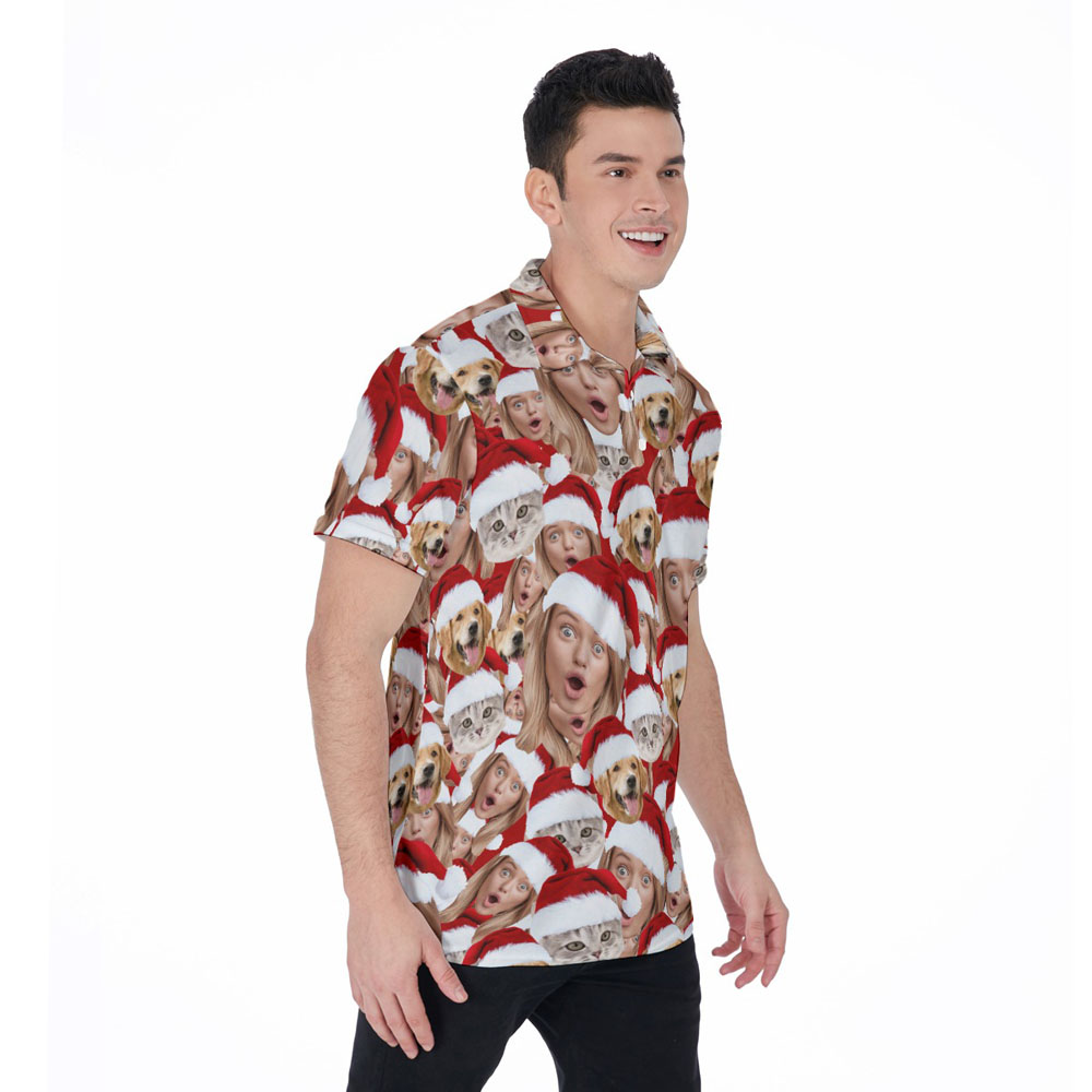 Custom Christmas Hawaiian Polo Golf Shirt With Multiple Faces