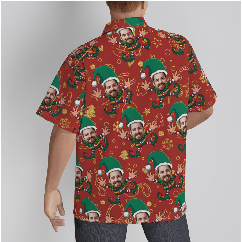 Funny Christmas Elf Custom Face Hawaiian Shirt