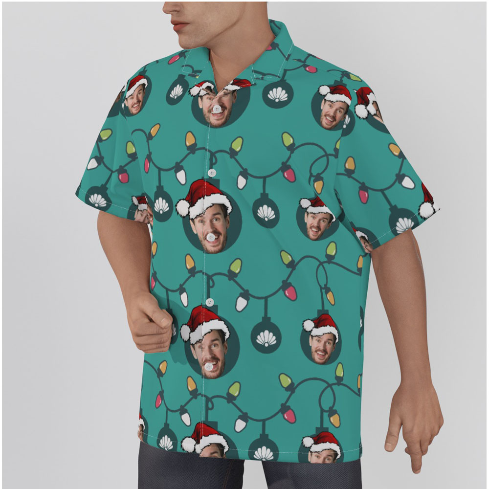 Funny Custom Face Christmas Decorations Hawaiian Shirt