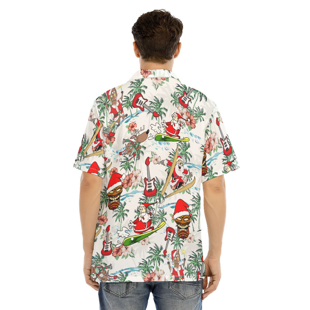 Funny Santa Skiing Christmas Hawaiian Shirt