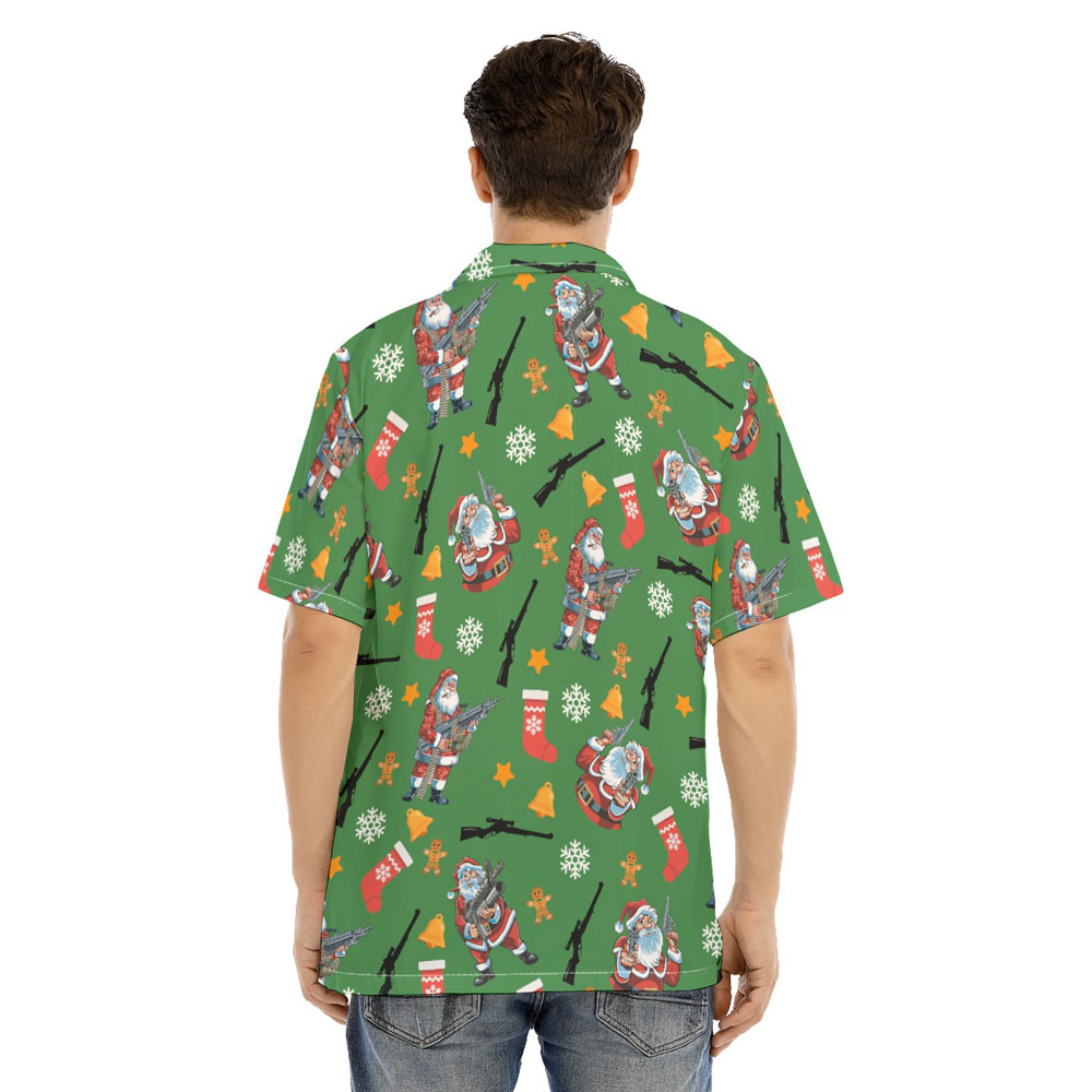 Tactical Santa Claus With Gun Christmas Hawaiian Shirt
