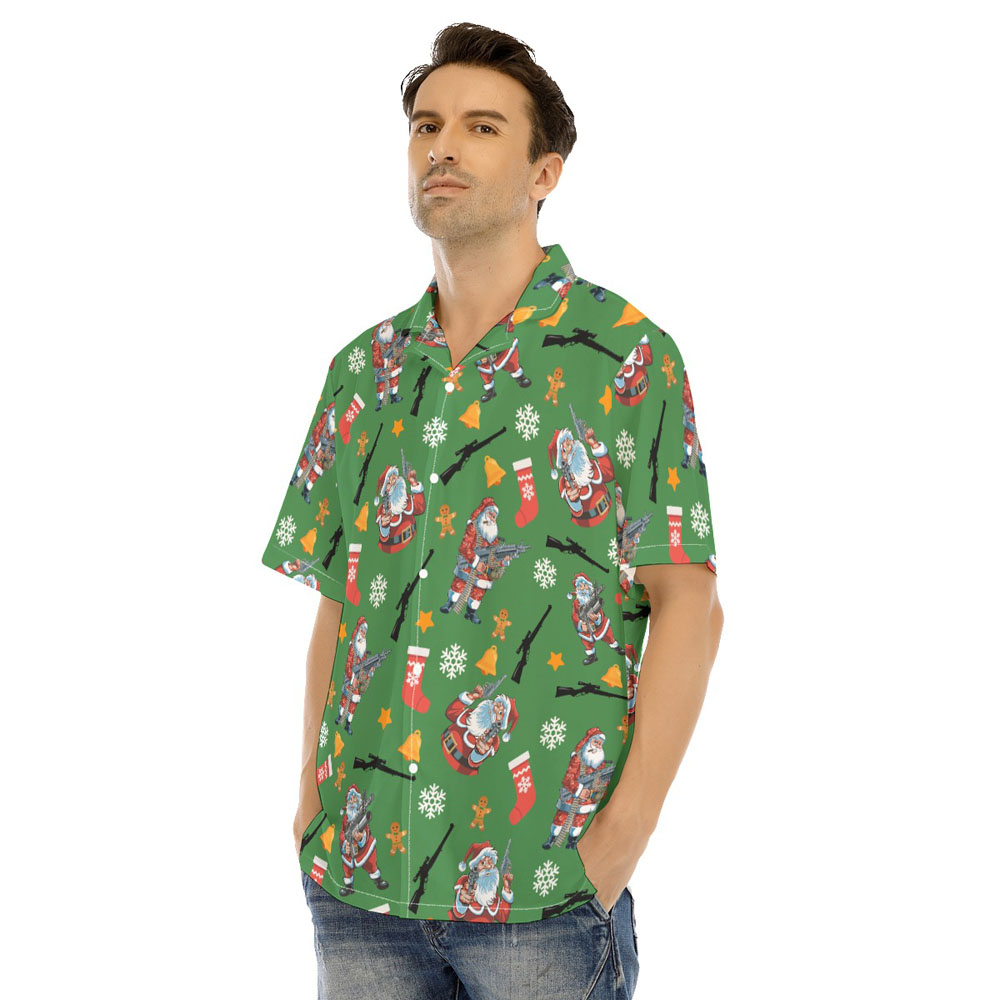 Tactical Santa Claus With Gun Christmas Hawaiian Shirt