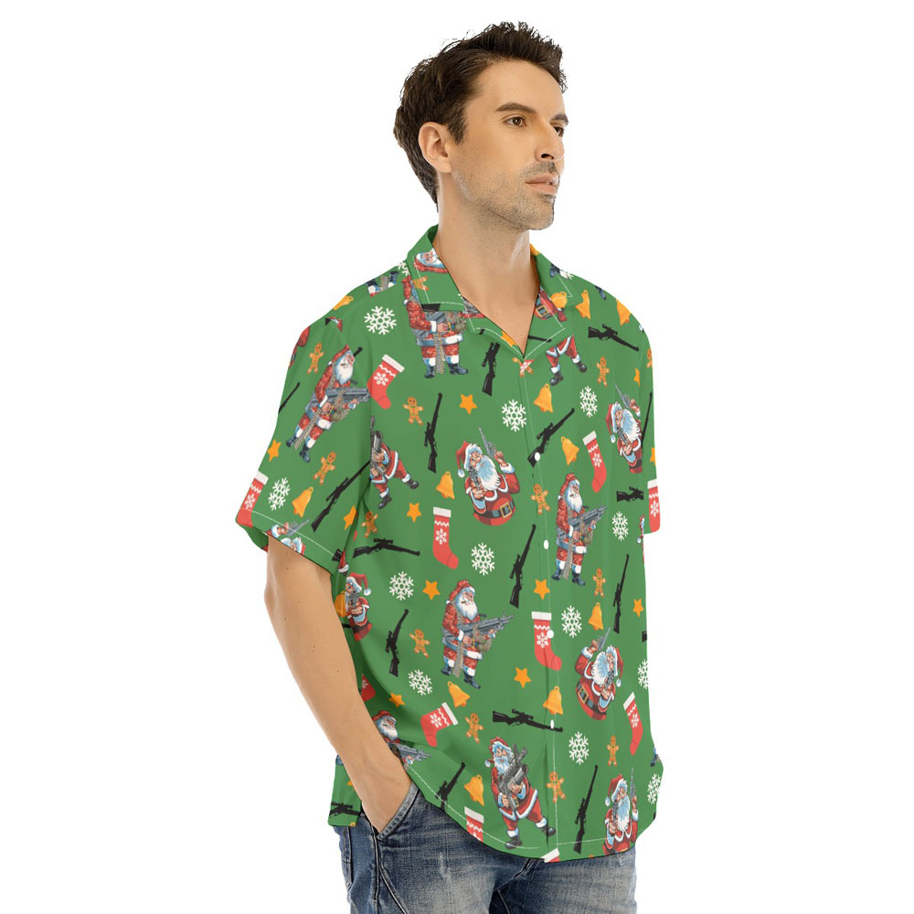 Tactical Santa Claus With Gun Christmas Hawaiian Shirt