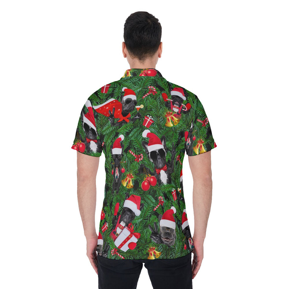 Funny Christmas Pug Hawaiian Polo Shirt