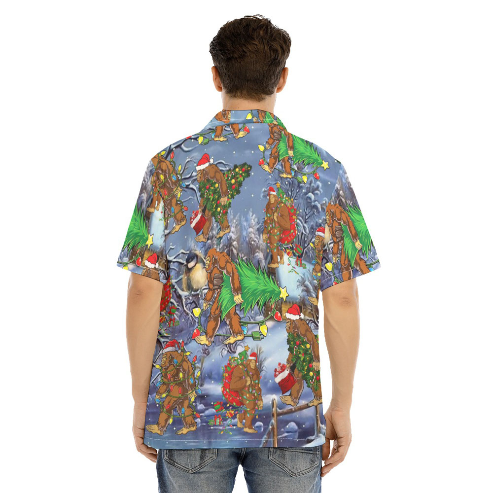 Funny Christmas Bigfoot Men's Hawaiian Shirt