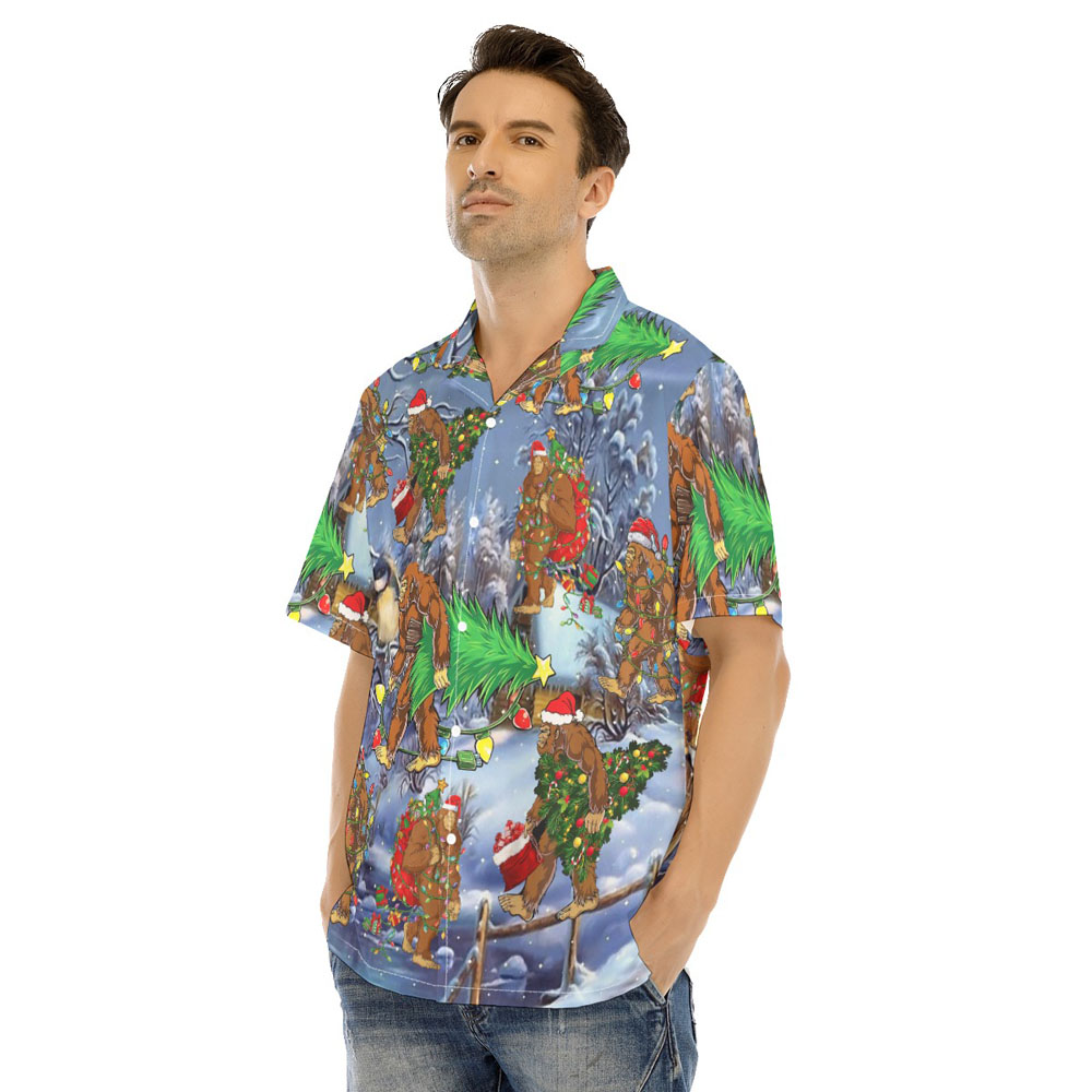 Funny Christmas Bigfoot Men's Hawaiian Shirt