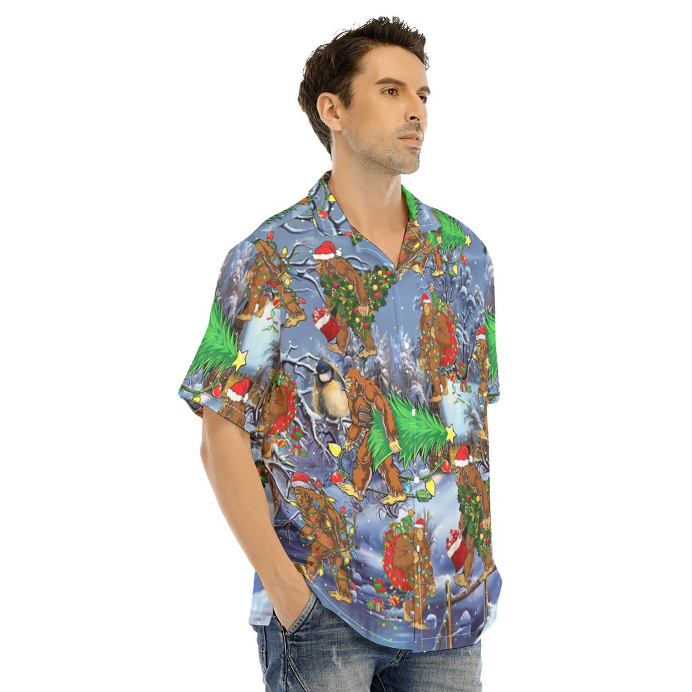 Funny Christmas Bigfoot Men's Hawaiian Shirt