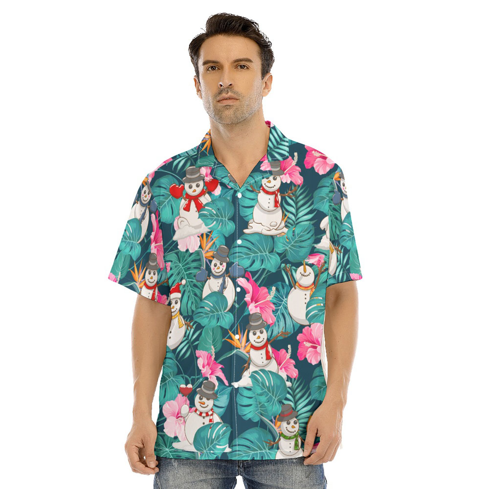 Christmas Snowman Floral Hawaiian Shirt - variant image 1