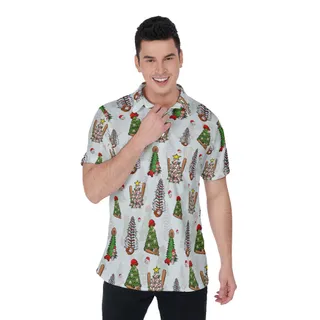 Baseball Christmas Trees Hawaiian Polo Shirt For Men