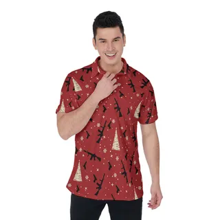 Tactical Gun Christmas Hawaiian Polo Golf Shirt For Men