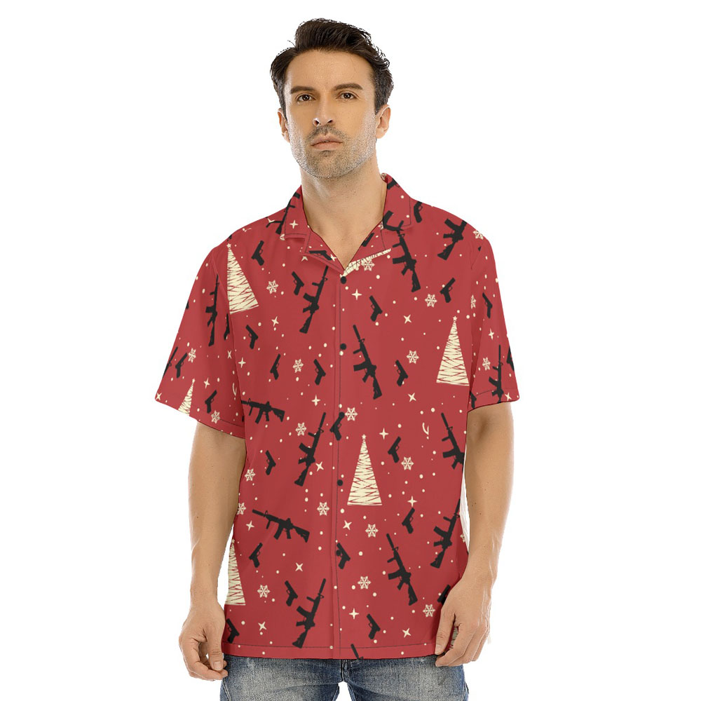 Tactical Gun Christmas Red Hawaiian Shirt - variant image 1