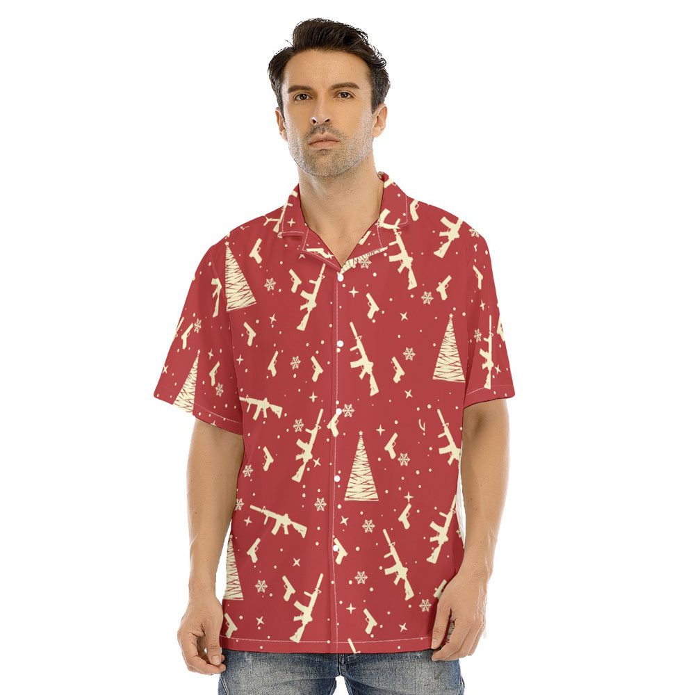Tactical Christmas Gun Men's Hawaiian Shirt - variant image 1