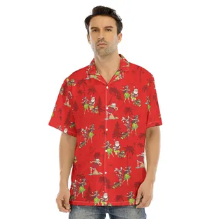 Mele Kalikimaka Santa Claus Hula Red Hawaiian Shirt