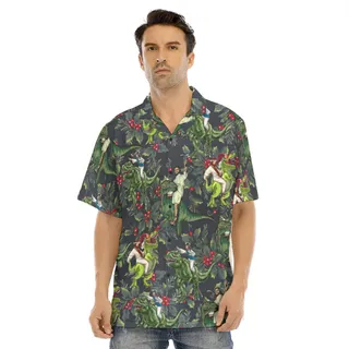 Funny Jesus Riding Dinosaur Christmas Hawaiian Shirt