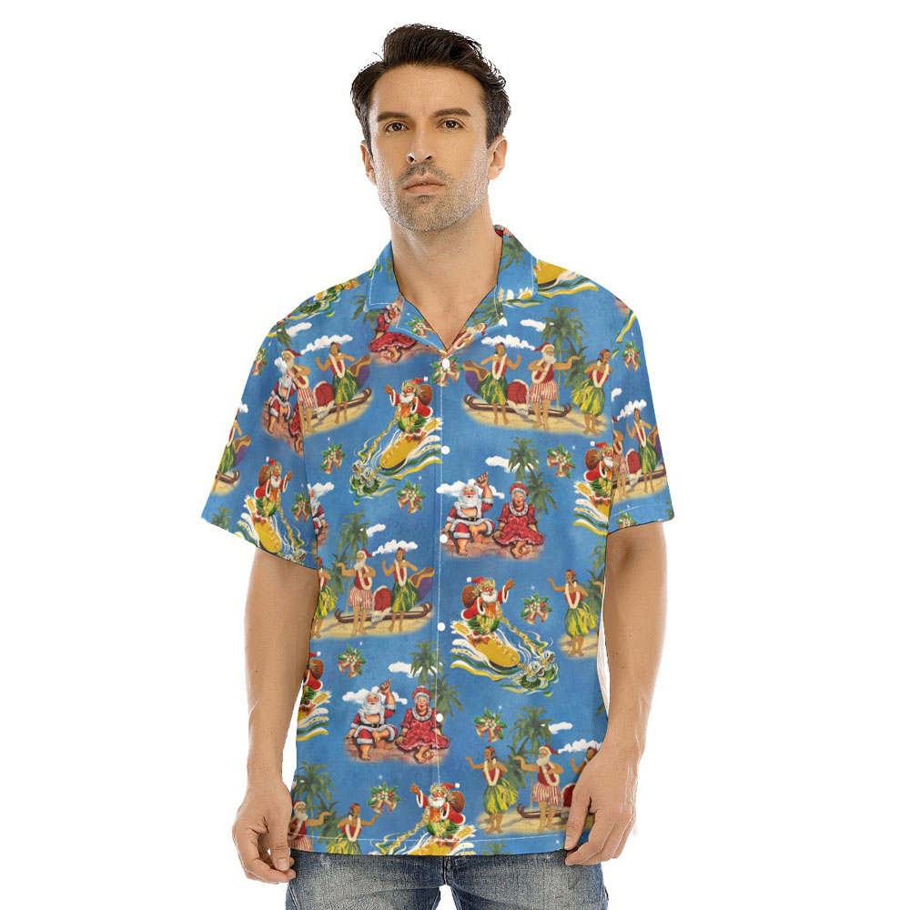 Mele Kalikimaka Vintage Christmas Santa Claus Aloha Shirt - variant image 1