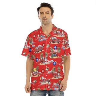 Funny Snowman On Beach Vintage Hawaiian Christmas Shirt
