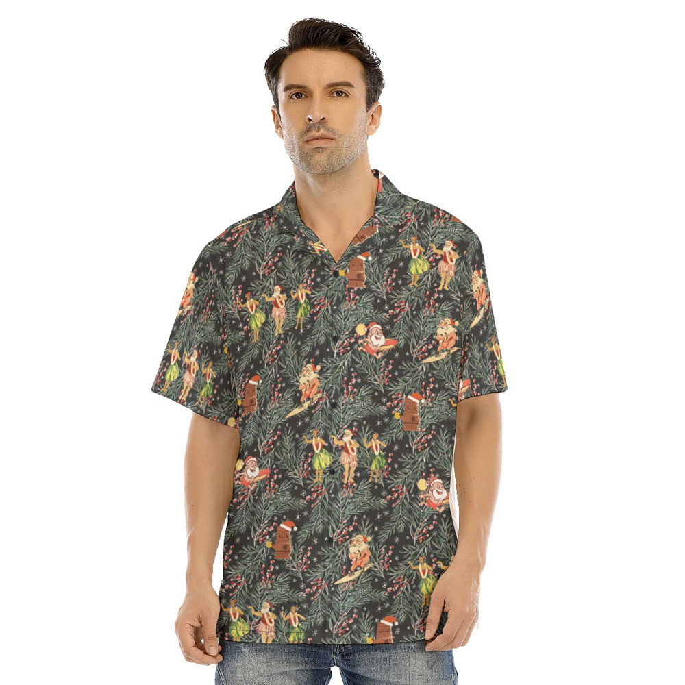 Mele Kalikimaka Santa Claus Christmas Tiki Hawaiian Shirt - variant image 1