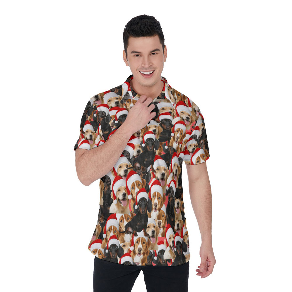 Funny Christmas Dog Hawaiian Men's Polo Shirt - variant image 1