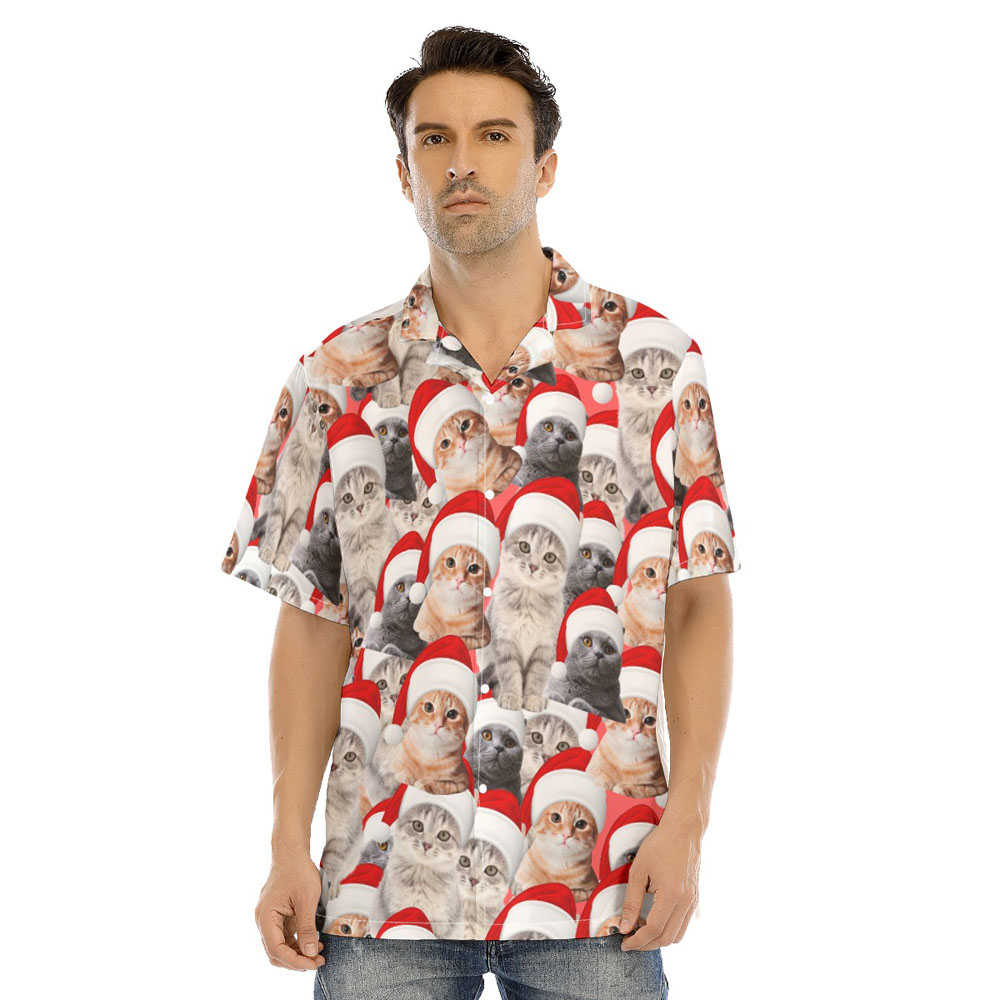 Funny Christmas Cat Men's Hawaiian Shirt - variant image 1