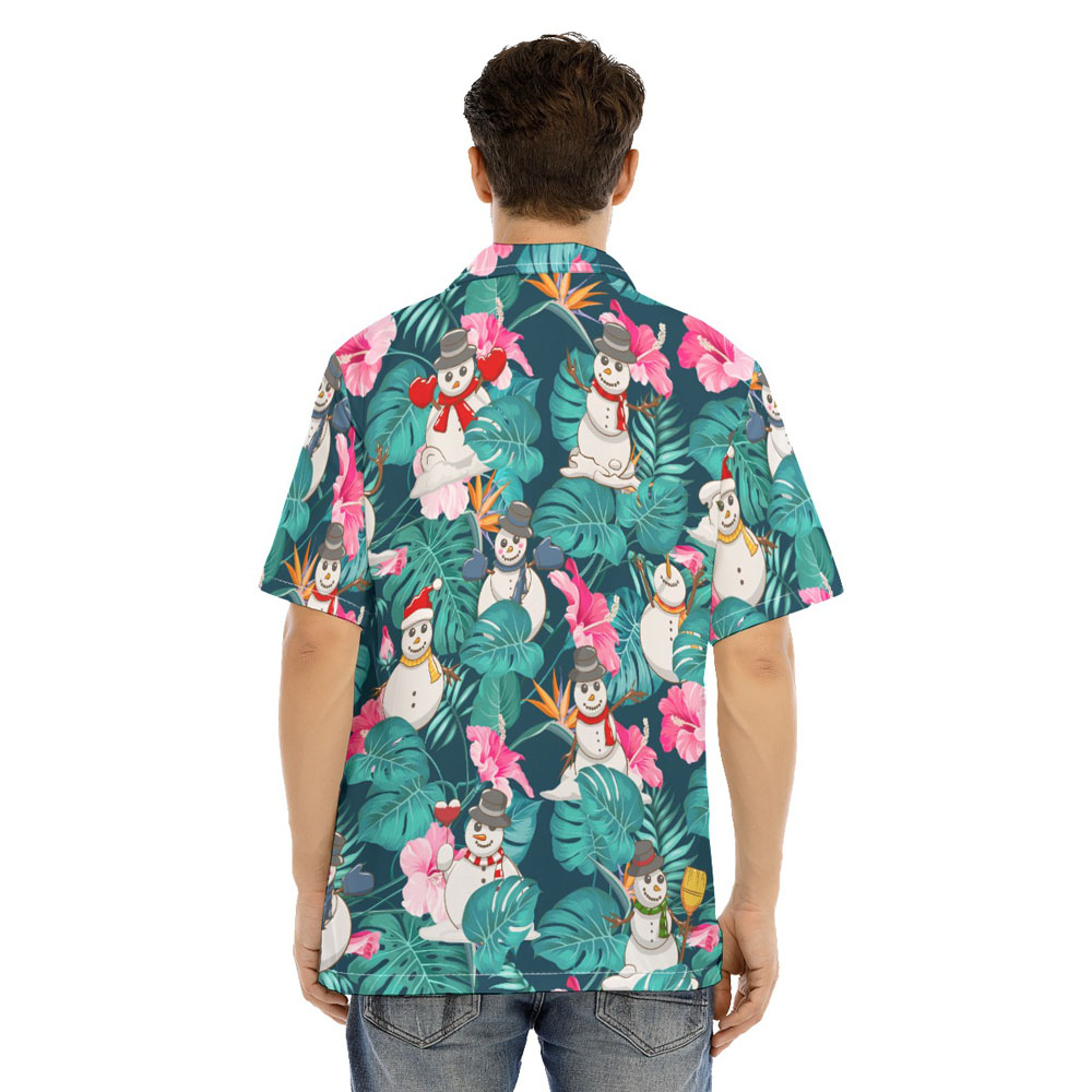 Christmas Snowman Floral Hawaiian Shirt