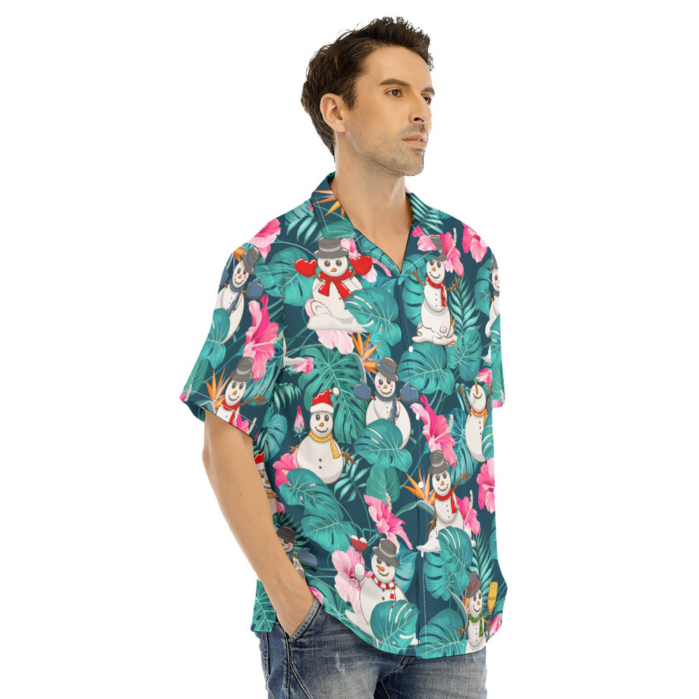 Christmas Snowman Floral Hawaiian Shirt