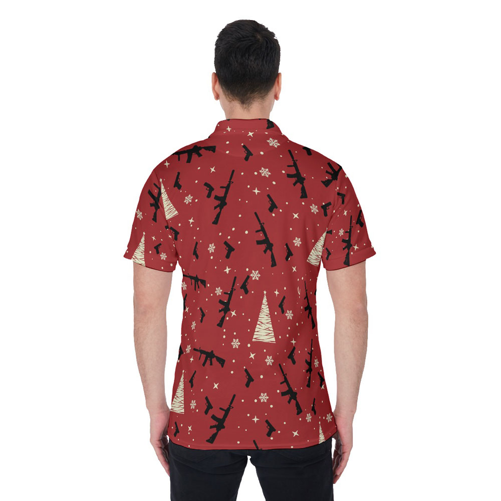 Tactical Gun Christmas Hawaiian Polo Golf Shirt For Men