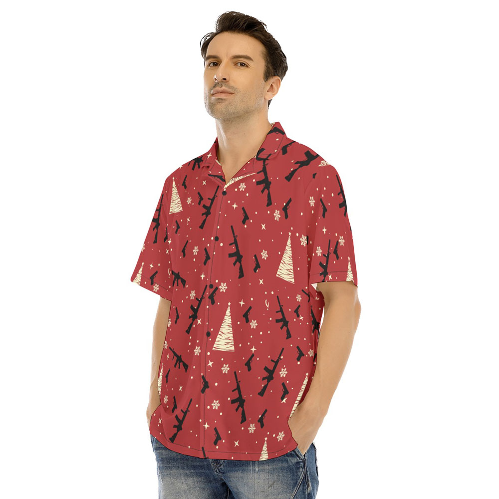 Tactical Gun Christmas Red Hawaiian Shirt