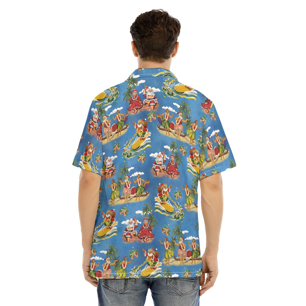 Mele Kalikimaka Vintage Christmas Santa Claus Aloha Shirt