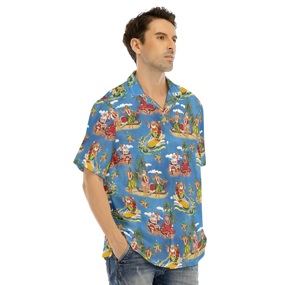 Mele Kalikimaka Vintage Christmas Santa Claus Aloha Shirt