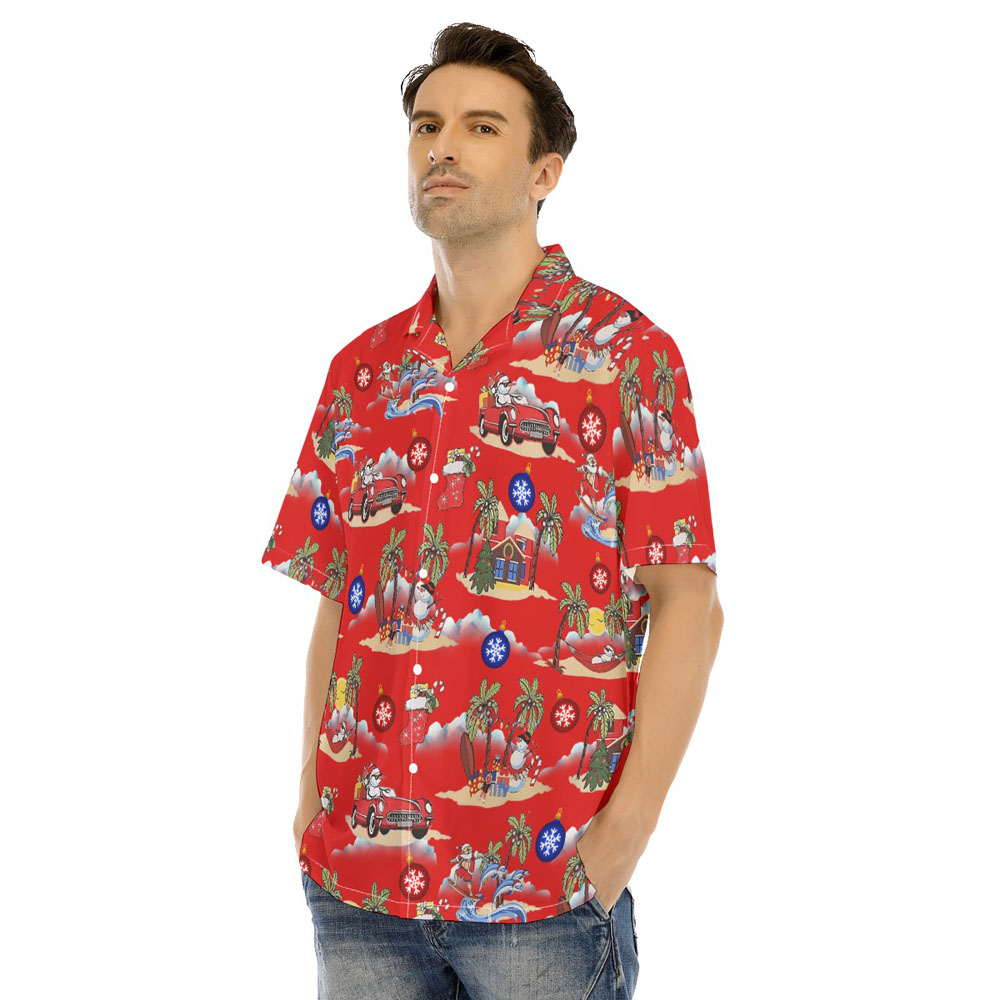 Funny Snowman On Beach Vintage Hawaiian Christmas Shirt