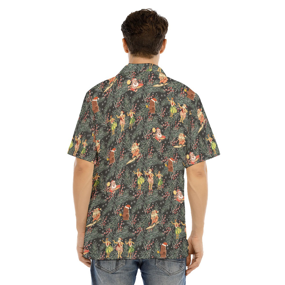 Mele Kalikimaka Santa Claus Christmas Tiki Hawaiian Shirt