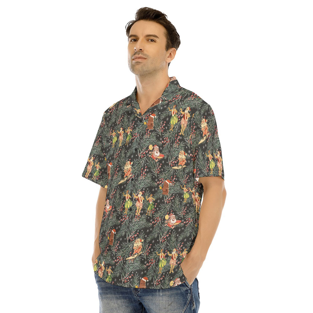 Mele Kalikimaka Santa Claus Christmas Tiki Hawaiian Shirt