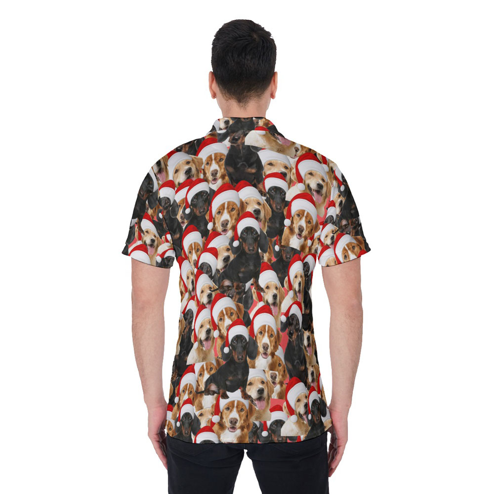 Funny Christmas Dog Hawaiian Men's Polo Shirt