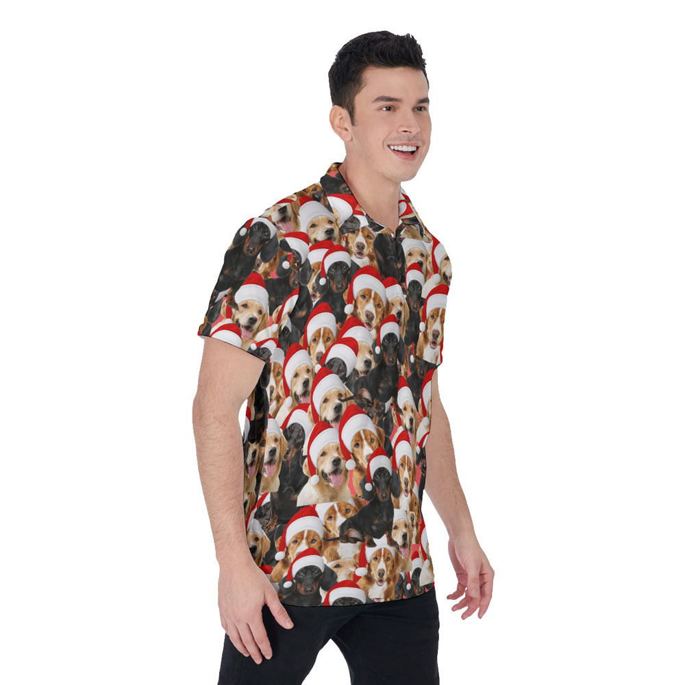 Funny Christmas Dog Hawaiian Men's Polo Shirt